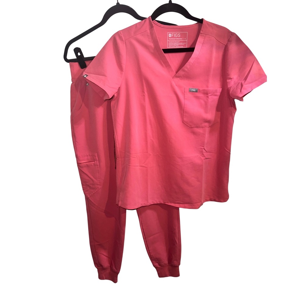 FIGS Technical Collection Pulmonary Pink Catarina Top Zamora Jogger Pants Set S